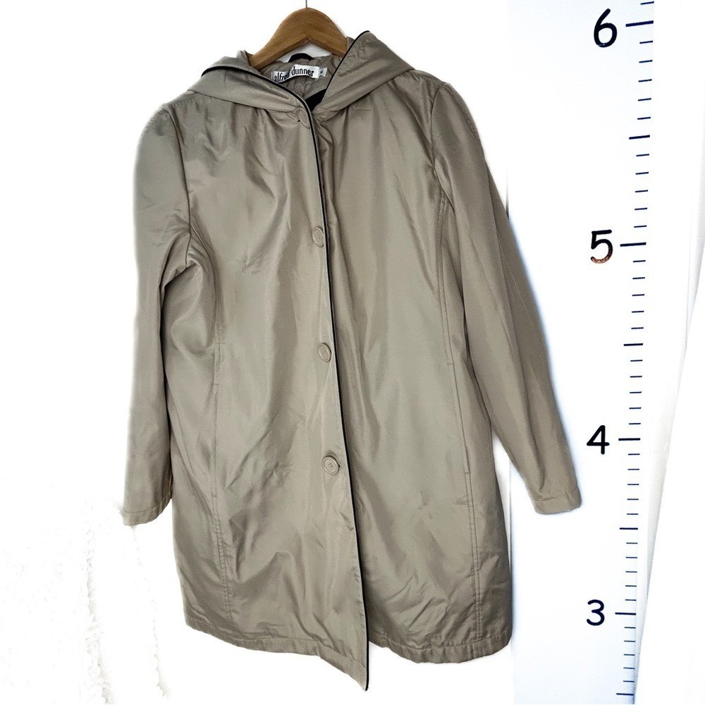 Alfred Dunner Beige Hooded Trench Coat‎ Detachable Lining Medium